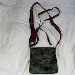 Mark and Graham Camo crossbody, included extra red and navy strap.